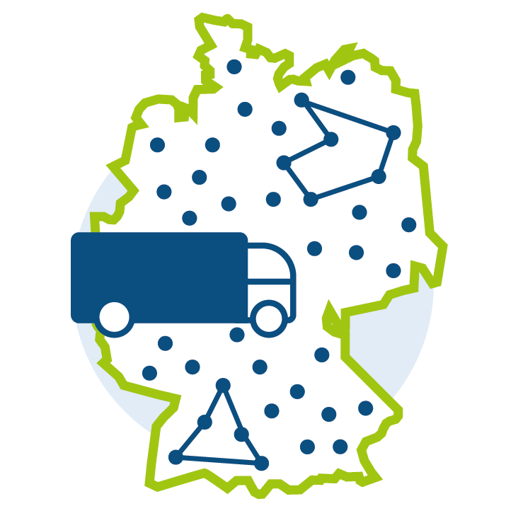 Symbol für Synergien in Sammlung, Logistik und Kommunikation